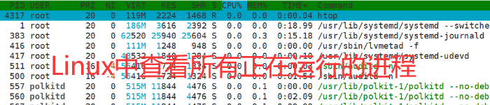 如何在Linux中查看所有正在运行的进程