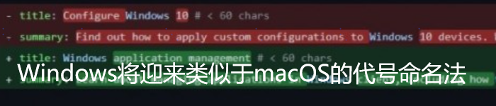 Windows将迎来类似于macOS的代号命名法